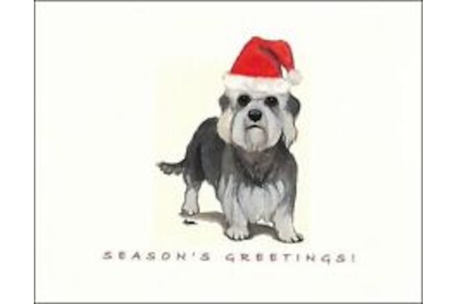 Dandie Dinmont Terrier Christmas Cards ~ Dog in Santa Hat ~ 8 Cards & Envelopes