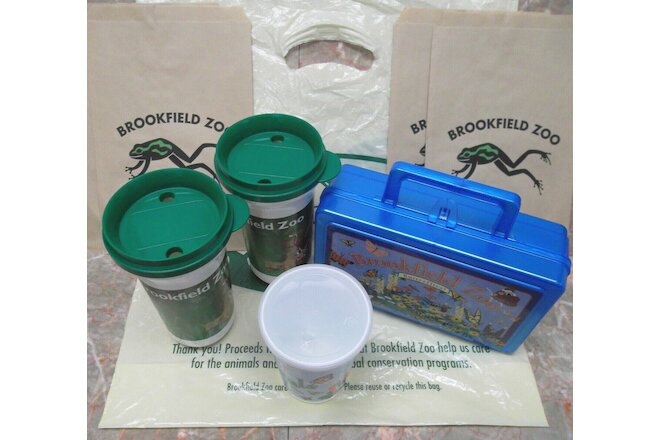 VTG Brookfield Zoo Souvenirs UNUSED BAGS Butterfly Exhibit Handled Tote Box Cup