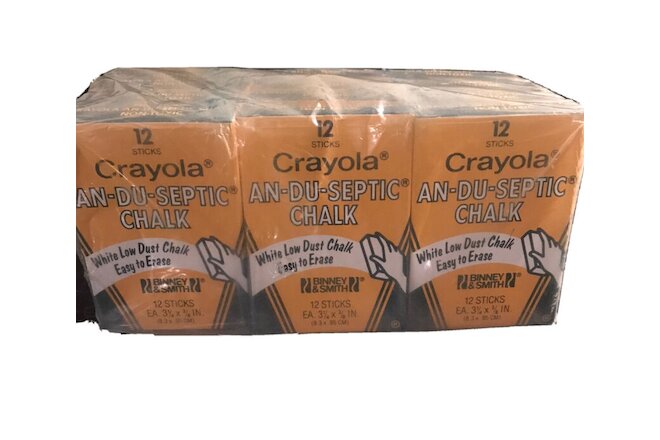 Vintage! Binney Smith Crayola An Du Septic Chalk 1400 Low Dust  Lot of 12 boxes