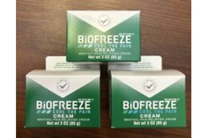 3 PACK Biofreeze Cream 3oz 85g Jar COOL THE PAIN FAST Pain Relief EXP 11/25