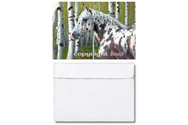 Leopard Appaloosa Horse in Birch Tree Forest Greeting Card hand-crafted