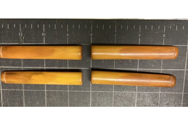 BAKELITE / 4 Butterscotch 1930s-40s PIPE STEMS Un-used Old Stock