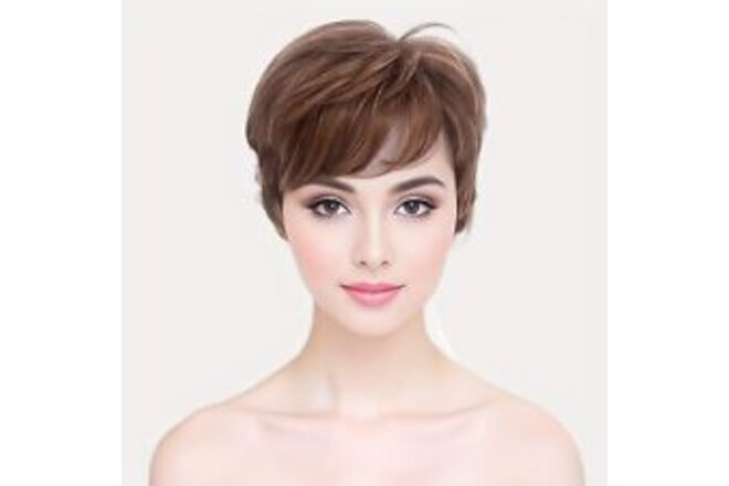 MEDISIFA Ash Brown Highlight Short Wigs for Women Natural Layered Hairstyles ...