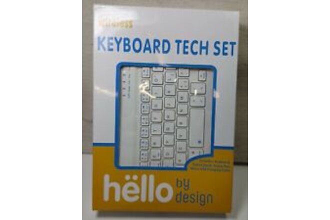 Hello By Design White Standalone Wireless Tech Set Keyboard With Tablet Stand
