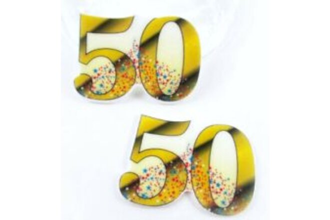 10PC 50 th Birthday Anniversary Flatback Cupcake Toppers Gift Decoration Crafts