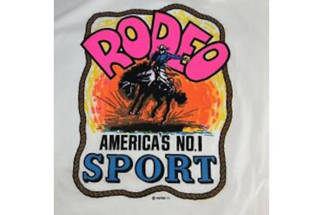 VTG 70s Rodeo America's No 1 Sport Bright Colorful Shirt Thermal Heat Transfer