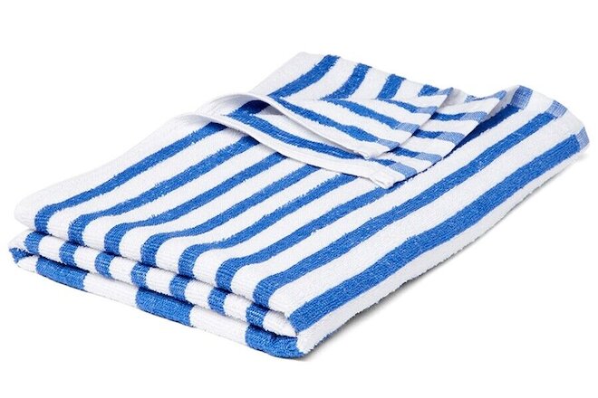 LOT of 24 Hotel Spa Pool Beach Towels 100% Ring Spun Cotton Blue/White Striped