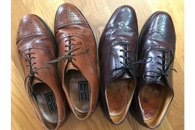 (2 pairs) classic men’s formal leather Brogue shoes brown/burgundy size 9 1/2