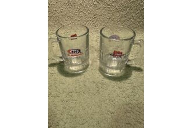 Vintage A&W Mini 3 1/4” Root Beer Mug Set Of 2  With Handles,  100 Years …rare