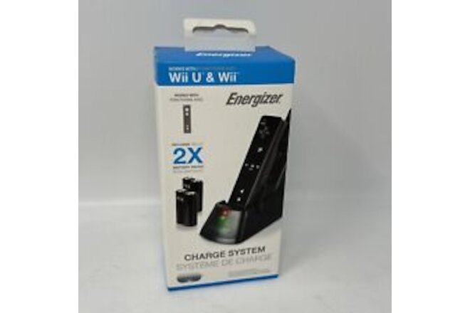 Energizer Charging System + 2 Batteries For Wii U & Wii Remotes NEW SEALED NIB