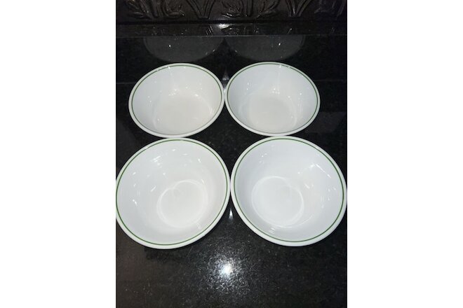 Corelle Holly Days Cereal Soup Bowls Christmas 6 1/4” USA Single Green Band (4)