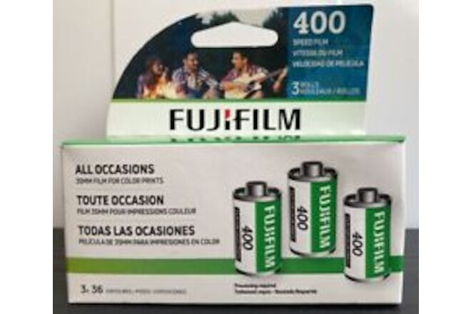 New FUJIFILM 400 ISO 35mm Film 3-Pack - 36 Exposures Color Print Film 02/25