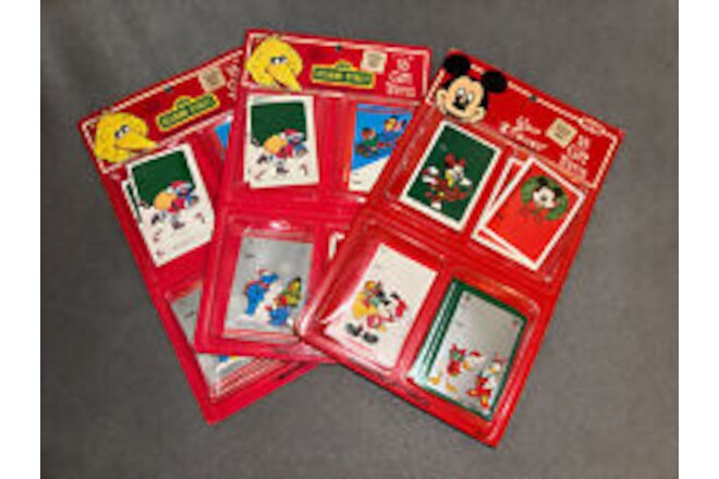 Vintage Walt disney/Sesame Street Christmas Tags Mickey Minnie by Cleo Sealed