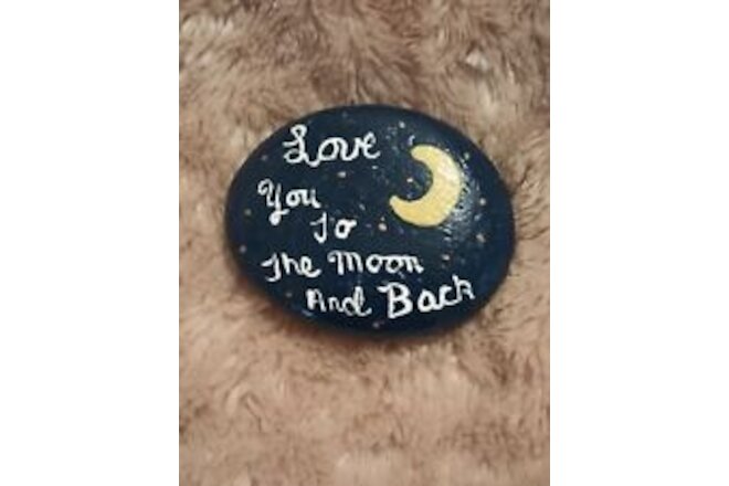 Hand Painted "Love You To The Moon" River Rock