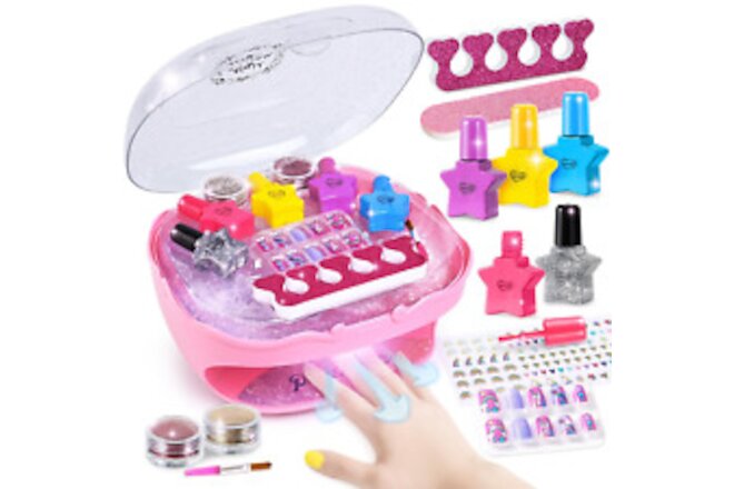 Nail Polish Kit for Girls Ages 7-12 Years Old, Nail Art with Nail Dryer for Girl