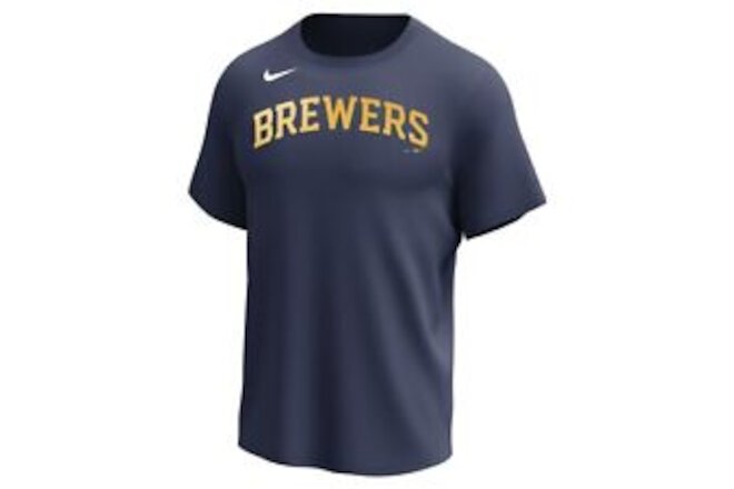 Nike Team Wordmark Poly Tee Short Sleeve T-Shirt Midnight Navy XL Brewers