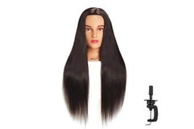 26"-28" Mannequin Head Hair Styling Training Manikin Cosmetology Doll Black