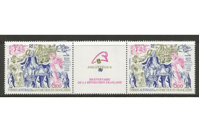 FSAT/TAAF 1989, BICENTENARY OF FRENCH REVOLUTION X 2- AIRMAIL ,S.G 258 MNH**