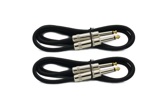 2 PACK 3 ft 1/4 to 1/4 pro audio sound speaker wire SPEAKON DJ cable 15 gauge