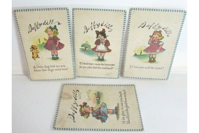 Daffy Dill Postcards lot of 4 1913-1918 used