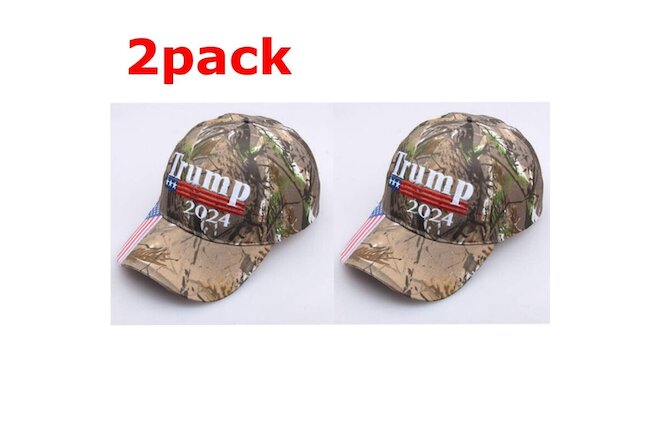 2 pack Trump 2024 US president cap Hat USA flag Camouflage baseball embroidery