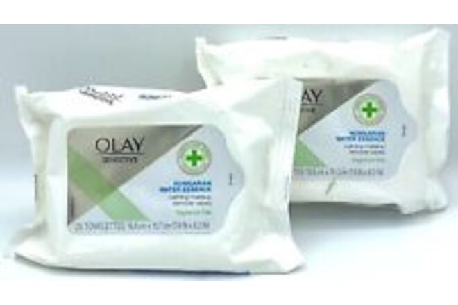 OLAY Sensitive Hungarian Water Essence Makeup Remover Wipes 25 Count (Lot of 2)
