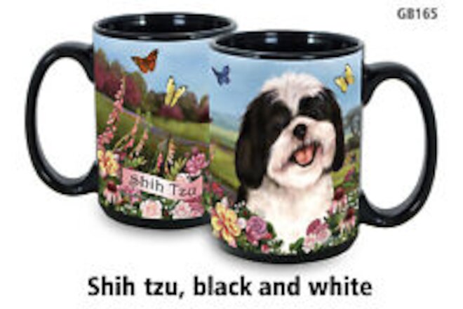 Garden Party Mug - Black and White Shih Tzu