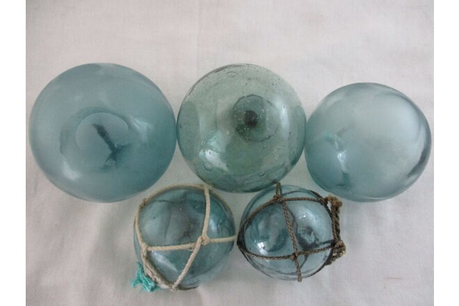 5 Different Size Alaska Beach Combed Japanese Glass Fishing Floats