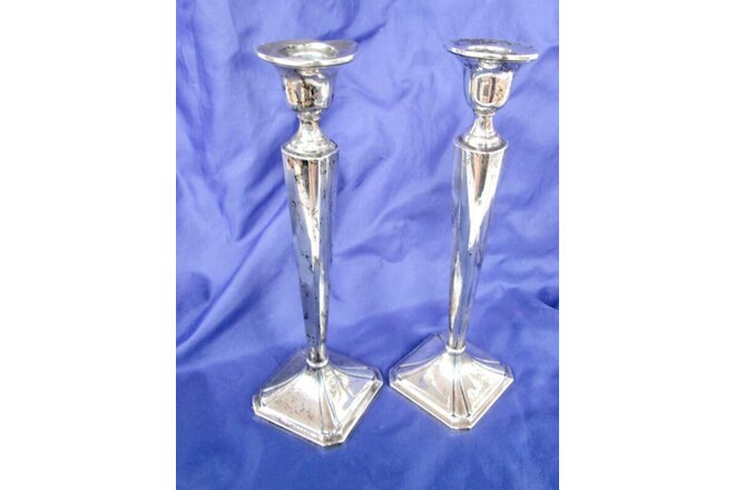 2 Sterling Silver 10 inch Candlestick Holders M. Fred  Hirsch Co.  Weighted