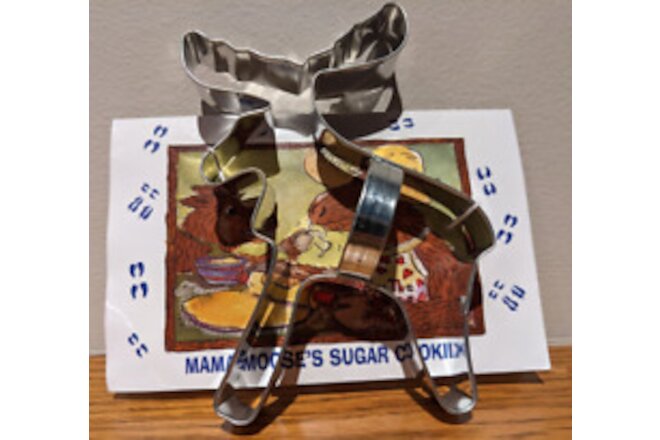 New MAMA MOOSE'S SUGAR COOKIES Cookie Cutter 6" Moose Cookie Mold with Recipe