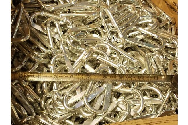 144 Carabiners. 3" Inch Anodized Silver Color. Spring Shut Gate. Aluminum 150 Lb
