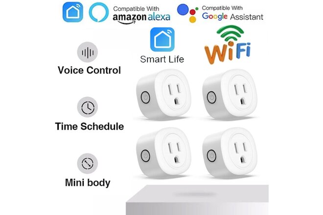 4 Pack WiFi Smart Plug Switch Socket Outlet Alexa Google Assistant APP Control
