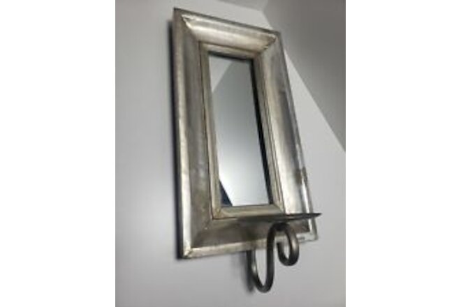 HANDCRAFTED Silver Mirrored WALL Sconce CANDLE Holder