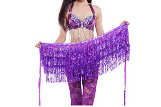 Sequins Tassel Skirts Bohemia Style Eye-catching Belly Dance Hip Scarf Sequins