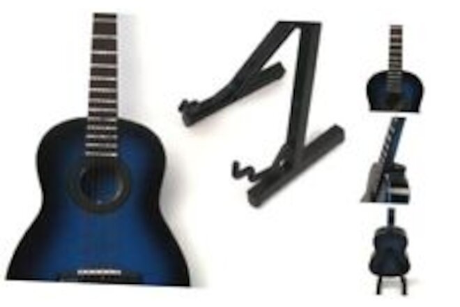 Wooden Blue Miniature Guitar Ornament Guitar 16cm Model Musical Instrument