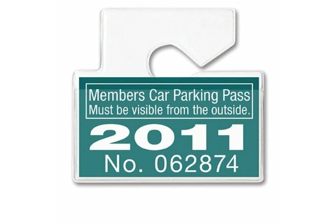 2 Horizontal Parking Pass Permit Holders - Clear Plastic Rear View Mirror Tag