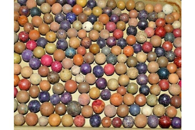 1800s Civil War era Colored Dye's Clay Marbles Lot of 12 Size .500" = 1/2" + .