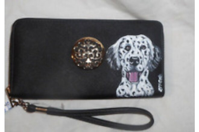 English Setter Dog Wristlet Wallet for Women Painted Vegan Leather