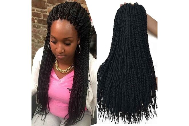 14 Inch 8Packs Senegalese Twist Hair Crochet Braids 30Stands/Pack Synthetic 1B#