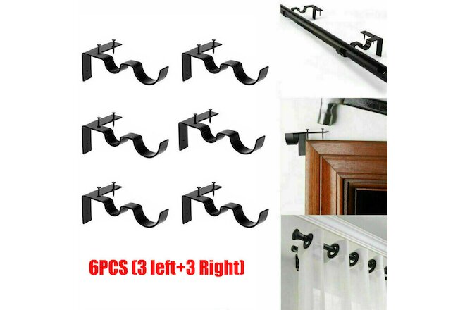 6 Pcs Curtain Pole Brackets No Drill Curtain Rod Holder Into Wooden Window Frame
