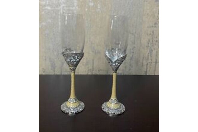 Things Remembered Bride and Groom Champagne Glasses Flutes 8 oz New in Box