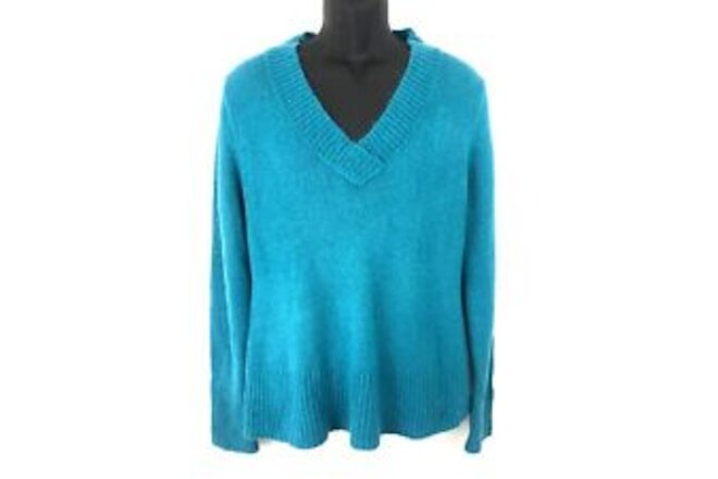Yarn Art Women's Size XL Blue V Neck Long Sleeve Sweater