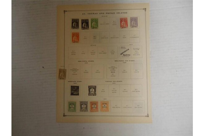 Lot of 12 Vintage St. Thomas Postage Stamps 1912-1926 - On Page - Make an Offer