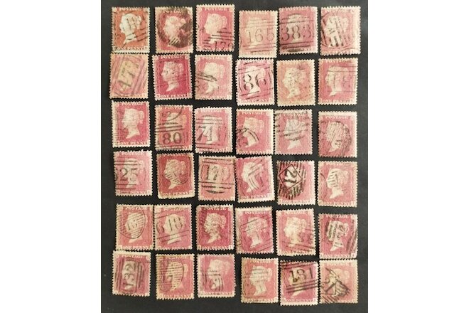36 x QV 1d Penny Reds Stars - Queen Victoria Stamps Collection - Ref2806b
