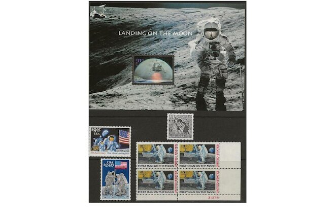 FIRST MAN ON THE MOON SPECIAL COLLECTION INC RARE SOUVENIR SHEETS US STAMPS MINT