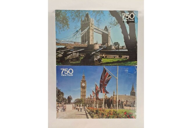 New 2x Vintage London England + Tower Bridge London Jigsaw Puzzle 750 Pieces