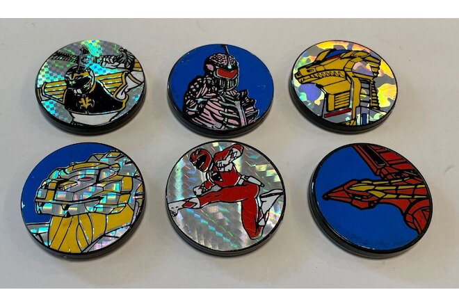 Brand New 1995 Power Rangers Series 2 Complete Slammer Pogs SET of 6 White