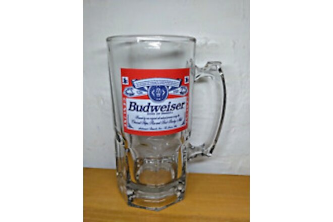 Large Budweiser Beer Glass/Mug w/ Handle approx. 24 oz. Heavy! King of Beers
