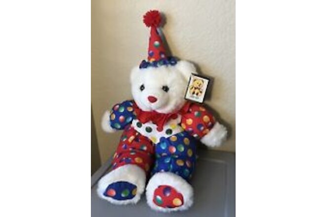 Vintage Kellytoy White Blue Red Polka Dots Teddy Bear Stuffed Animal Plush New