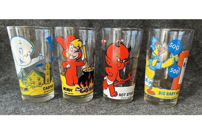 Complete set of 1970s Harvey Cartoons 5" Action - PEPSI Collector Series Glasses